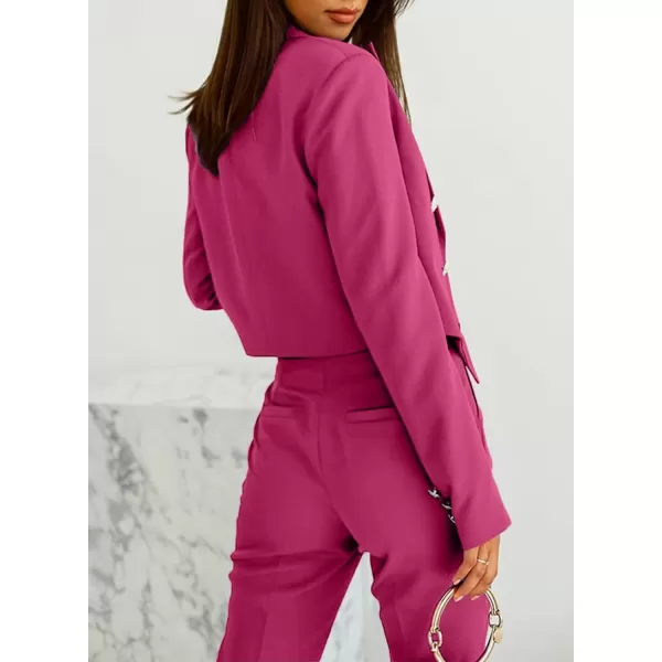 Happy Sailed Women's Double Breasted Lapel Blazers Casual Long Sleeve Open Front Crop Blazer Jackets