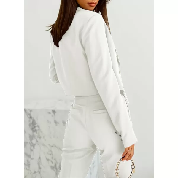 Happy Sailed Women's Double Breasted Lapel Blazers Casual Long Sleeve Open Front Crop Blazer Jackets
