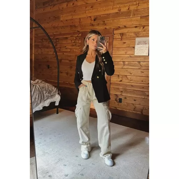 Happy Sailed Womens Double Breasted Tweed Blazers Casual Long Sleeve Open Front Blazer Jackets Work Suits