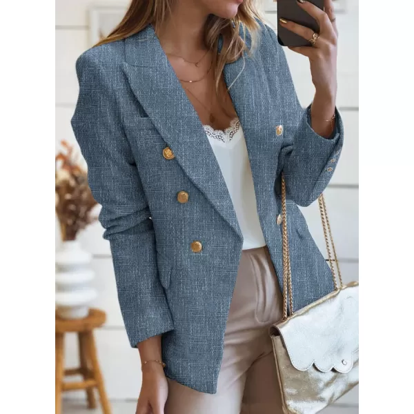 Happy Sailed Womens Double Breasted Tweed Blazers Casual Long Sleeve Open Front Blazer Jackets Work Suits