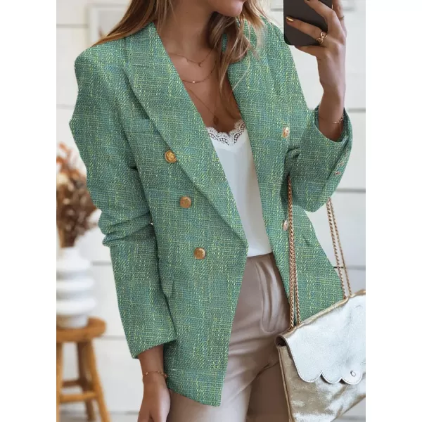 Happy Sailed Womens Double Breasted Tweed Blazers Casual Long Sleeve Open Front Blazer Jackets Work Suits