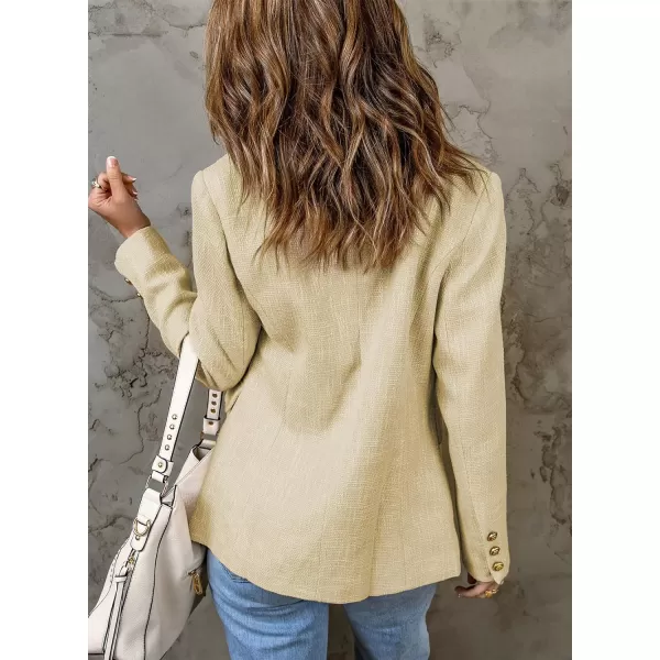 Happy Sailed Womens Double Breasted Tweed Blazers Casual Long Sleeve Open Front Blazer Jackets Work Suits