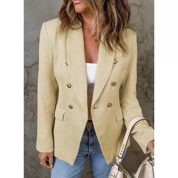 Happy Sailed Womens Double Breasted Tweed Blazers Casual Long Sleeve Open Front Blazer Jackets Work Suits