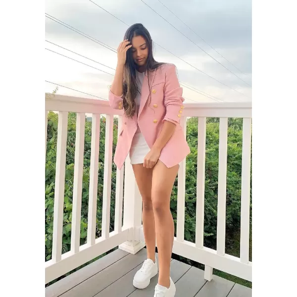 Happy Sailed Womens Double Breasted Tweed Blazers Casual Long Sleeve Open Front Blazer Jackets Work Suits