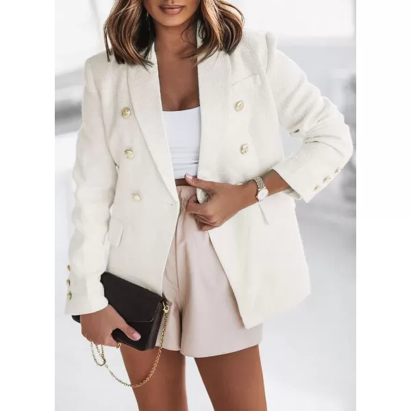 Happy Sailed Womens Double Breasted Tweed Blazers Casual Long Sleeve Open Front Blazer Jackets Work Suits