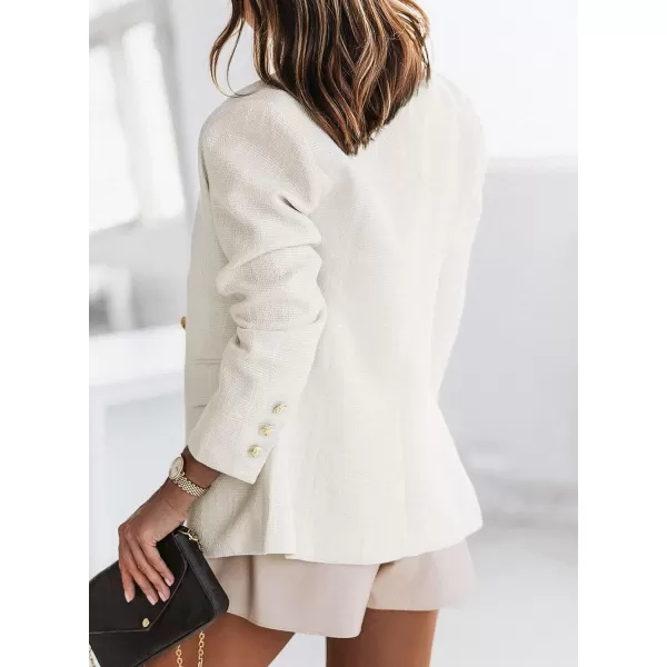 Happy Sailed Womens Double Breasted Tweed Blazers Casual Long Sleeve Open Front Blazer Jackets Work Suits
