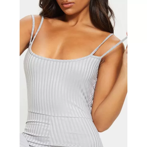 Happy Sailed Womens Double Strap Bodycon Jumpsuits Sexy Sleeveless Workout Ribbed Yoga Bodysuit
