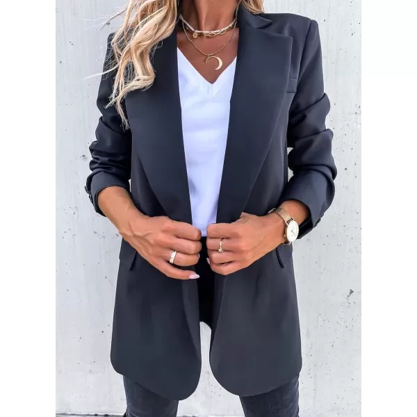 Happy Sailed Womens Fashion Belted Blazer Open Front Long Sleeve Office Blazer Bussiness Casual Jackets Work Suit with Pocket