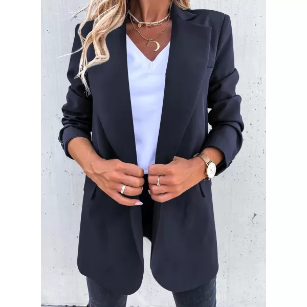 Happy Sailed Womens Fashion Belted Blazer Open Front Long Sleeve Office Blazer Bussiness Casual Jackets Work Suit with Pocket