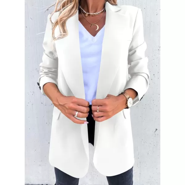Happy Sailed Womens Fashion Belted Blazer Open Front Long Sleeve Office Blazer Bussiness Casual Jackets Work Suit with Pocket