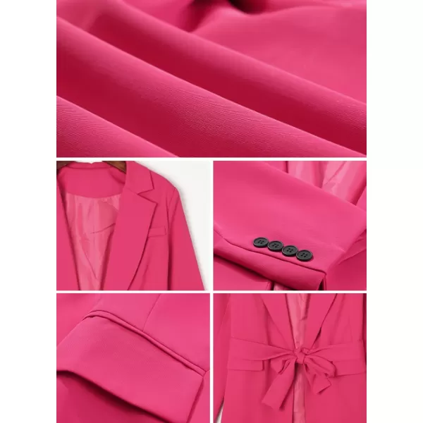 Happy Sailed Womens Fashion Belted Blazer Open Front Long Sleeve Office Blazer Bussiness Casual Jackets Work Suit with Pocket