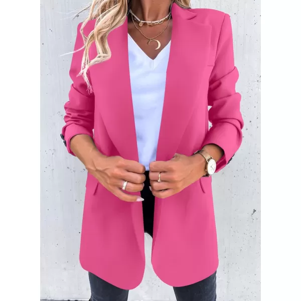 Happy Sailed Womens Fashion Belted Blazer Open Front Long Sleeve Office Blazer Bussiness Casual Jackets Work Suit with Pocket