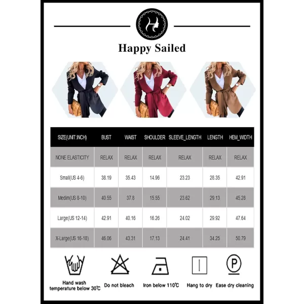 Happy Sailed Womens Fashion Belted Blazer Open Front Long Sleeve Office Blazer Bussiness Casual Jackets Work Suit with Pocket