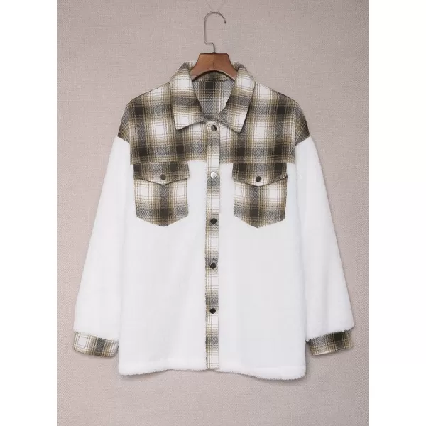 Happy Sailed Womens Flannel Plaid Contrast Fuzzy Fleece Jackets Long Sleeve Button Down Cozy Sherpa Jacket Outwear Coats
