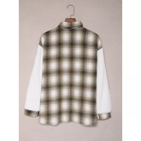 Happy Sailed Womens Flannel Plaid Contrast Fuzzy Fleece Jackets Long Sleeve Button Down Cozy Sherpa Jacket Outwear Coats