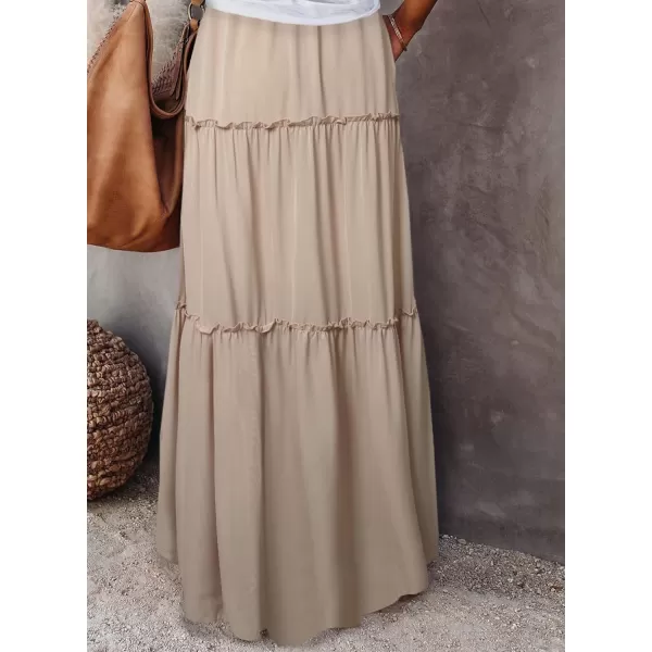 Happy Sailed Womens Floral Print Boho Maxi Skirt Elastic High Waist Pleated Ruffle Flowy Long Skirts S-XL