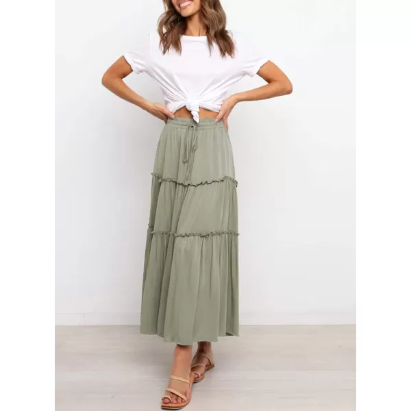 Happy Sailed Womens Floral Print Boho Maxi Skirt Elastic High Waist Pleated Ruffle Flowy Long Skirts S-XL
