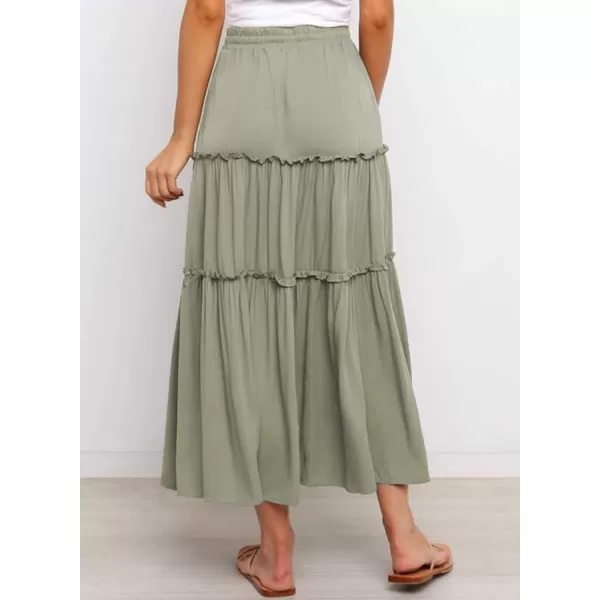 Happy Sailed Womens Floral Print Boho Maxi Skirt Elastic High Waist Pleated Ruffle Flowy Long Skirts S-XL