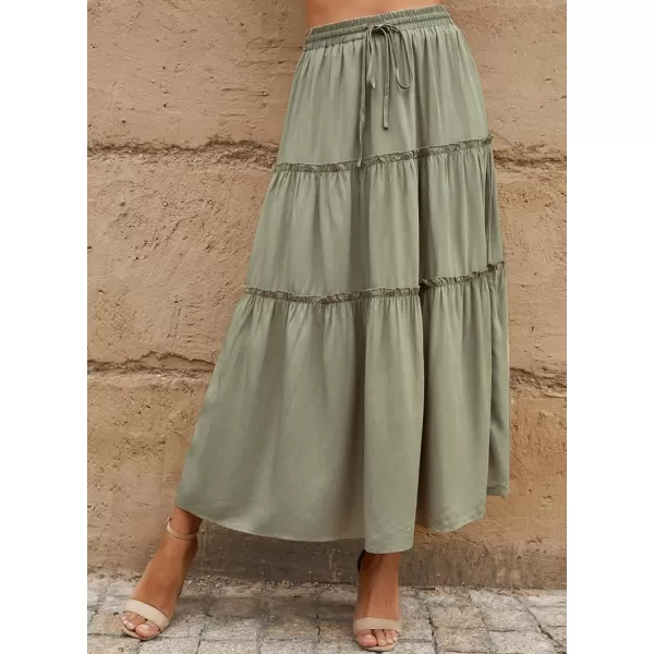 Happy Sailed Womens Floral Print Boho Maxi Skirt Elastic High Waist Pleated Ruffle Flowy Long Skirts S-XL