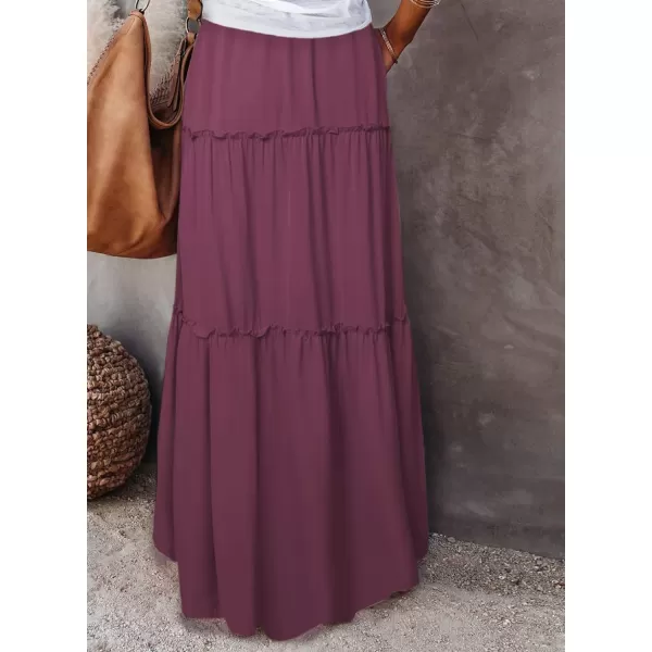 Happy Sailed Womens Floral Print Boho Maxi Skirt Elastic High Waist Pleated Ruffle Flowy Long Skirts S-XL