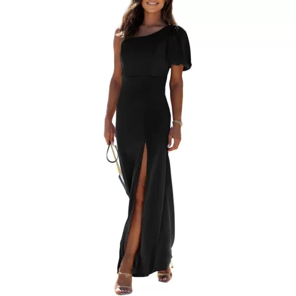 Happy Sailed Womens Formal Dress Batwing Sleeve Waist Belted High Slit Long Maxi Cocktail Party Dresses Evening Gown