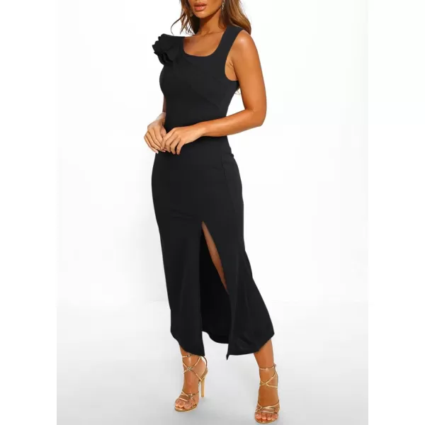 Happy Sailed Womens Formal Dress Batwing Sleeve Waist Belted High Slit Long Maxi Cocktail Party Dresses Evening Gown