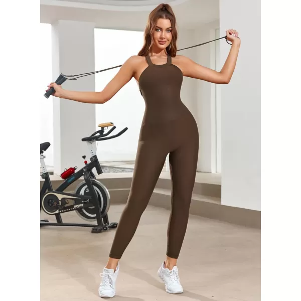 Happy Sailed Womens Halter Bodycon Jumpsuits Summer Sleeveless Tummy Control Long Pants Unitard Bodysuit One Piece Rompers