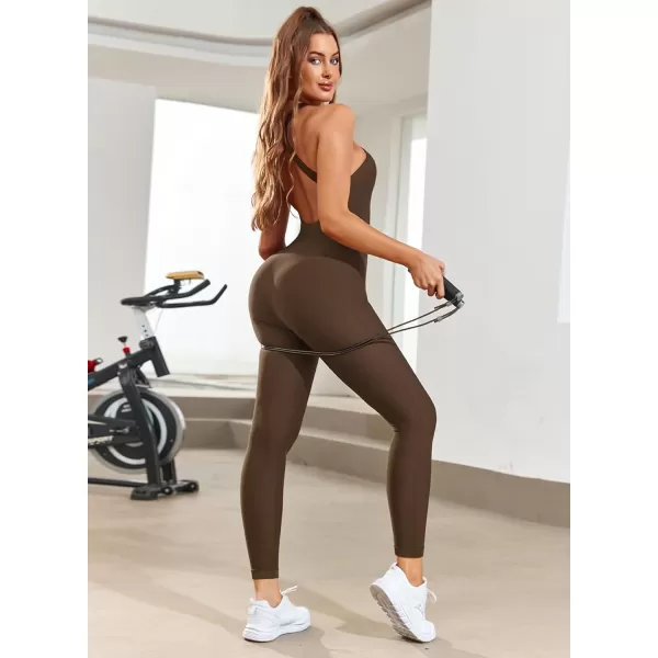 Happy Sailed Womens Halter Bodycon Jumpsuits Summer Sleeveless Tummy Control Long Pants Unitard Bodysuit One Piece Rompers