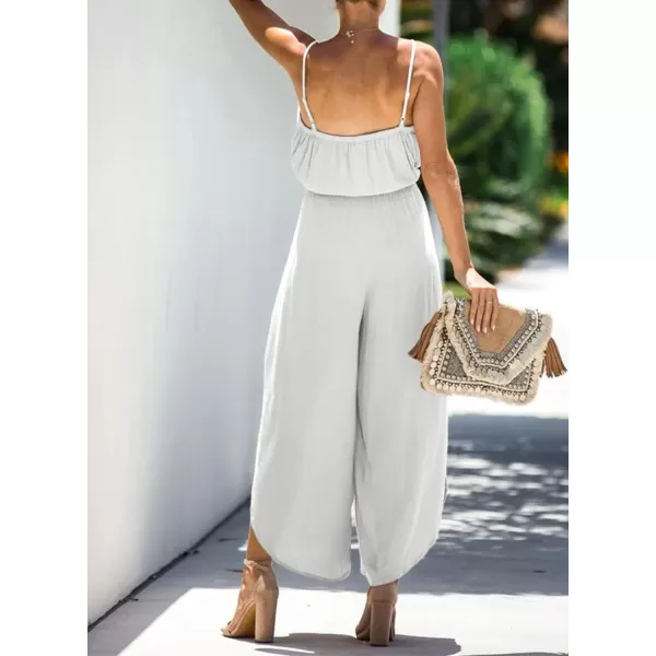 Happy Sailed Womens Jumpsuits Casual Spaghetti Strap Wide Leg Split Belted Jumpsuit Long Pants Romper Summer Outfits 2023