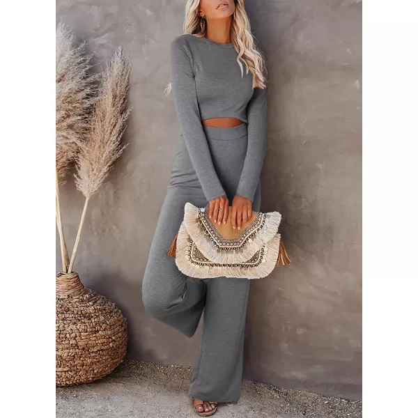 Happy Sailed Womens Jumpsuits Fall Fashion Long Sleeve Cutout High Waist Wide Leg Pants Rompers Jumpsuit
