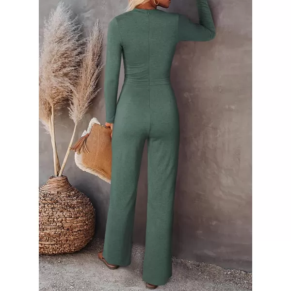 Happy Sailed Womens Jumpsuits Fall Fashion Long Sleeve Cutout High Waist Wide Leg Pants Rompers Jumpsuit