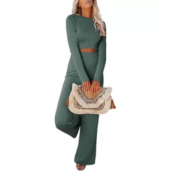 Happy Sailed Womens Jumpsuits Fall Fashion Long Sleeve Cutout High Waist Wide Leg Pants Rompers Jumpsuit