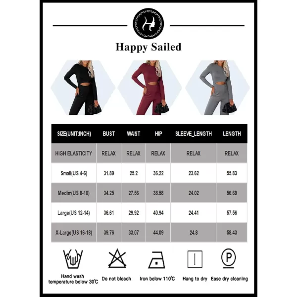 Happy Sailed Womens Jumpsuits Fall Fashion Long Sleeve Cutout High Waist Wide Leg Pants Rompers Jumpsuit