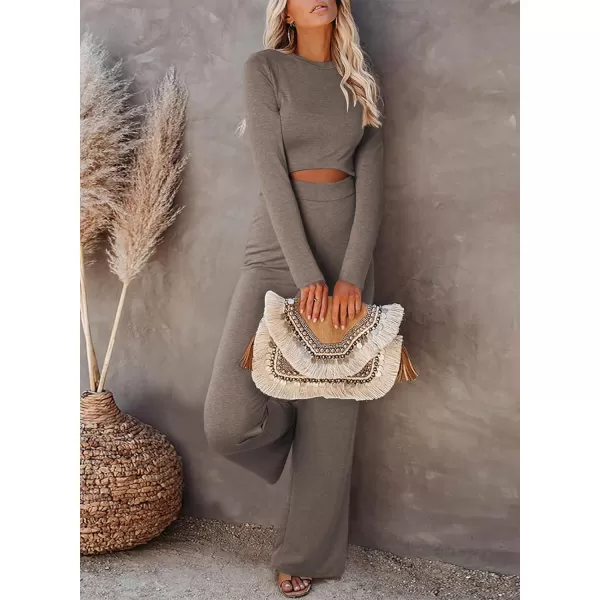 Happy Sailed Womens Jumpsuits Fall Fashion Long Sleeve Cutout High Waist Wide Leg Pants Rompers Jumpsuit