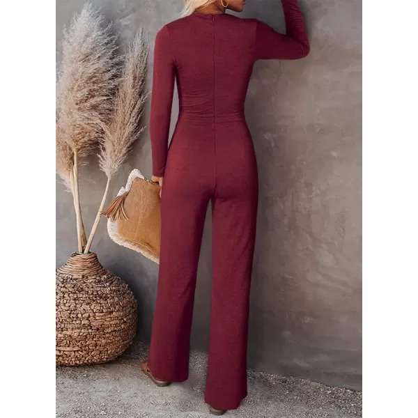 Happy Sailed Womens Jumpsuits Fall Fashion Long Sleeve Cutout High Waist Wide Leg Pants Rompers Jumpsuit