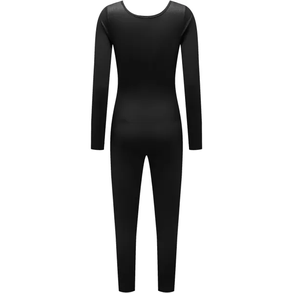 Happy Sailed Women's Jumpsuits Ribbed One Piece Workout Rompers Long Sleeve Front Zipper Bodycon Yoga Romper for Exercise