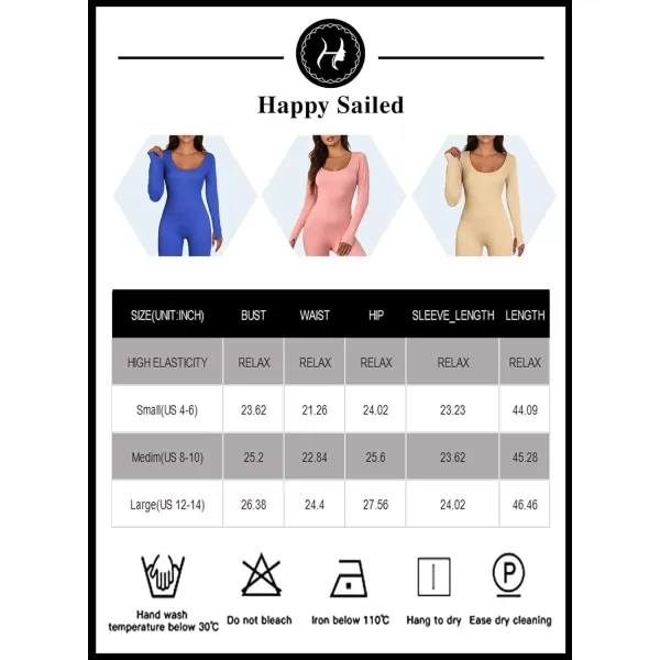 Happy Sailed Women's Jumpsuits Ribbed One Piece Workout Rompers Long Sleeve Front Zipper Bodycon Yoga Romper for Exercise