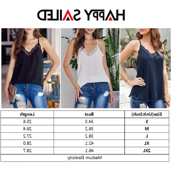 Happy Sailed Womens Lace Camisoles Sexy V Neck Racerback Flowy Tank Tops Summer Sleeveless Cami Shirts Blouses