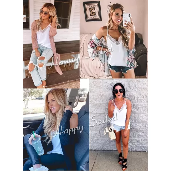 Happy Sailed Womens Lace Camisoles Sexy V Neck Racerback Flowy Tank Tops Summer Sleeveless Cami Shirts Blouses