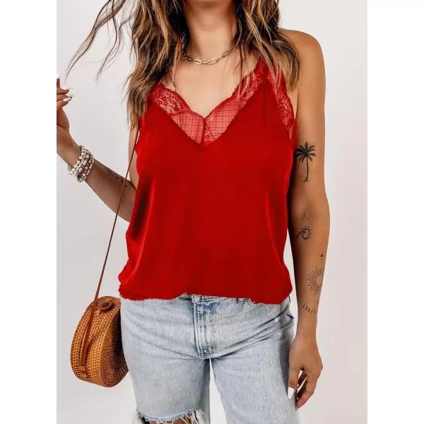 Happy Sailed Womens Lace Camisoles Sexy V Neck Racerback Flowy Tank Tops Summer Sleeveless Cami Shirts Blouses
