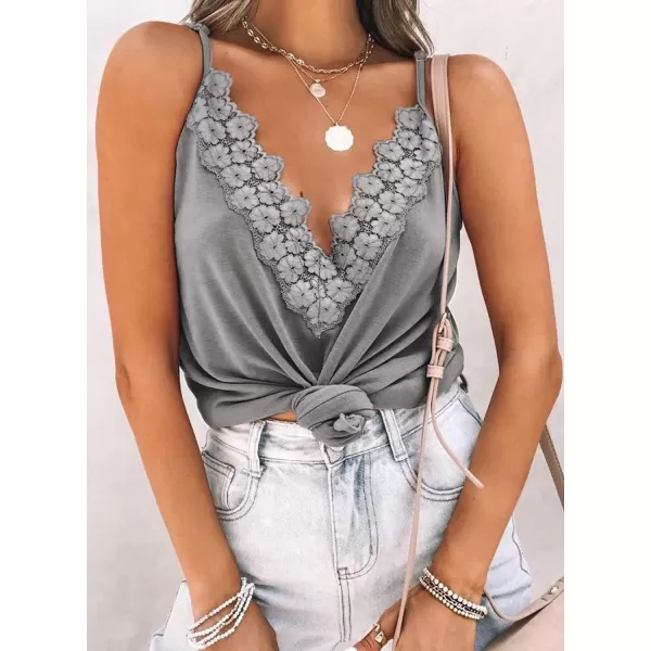 Happy Sailed Womens Lace Camisoles Sexy V Neck Racerback Flowy Tank Tops Summer Sleeveless Cami Shirts Blouses