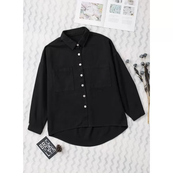 Happy Sailed Womens Leopard Contrast Denim Jackets Oversized Long Sleeve Button Down Jean Shacket Jacket S-2XL