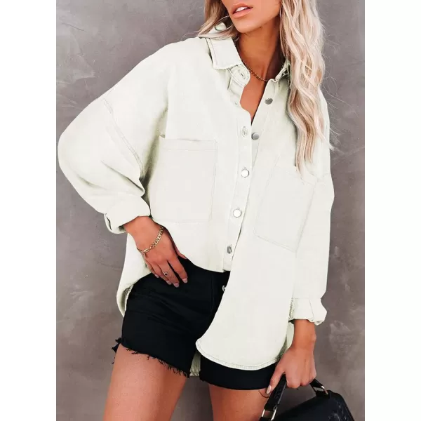 Happy Sailed Womens Leopard Contrast Denim Jackets Oversized Long Sleeve Button Down Jean Shacket Jacket S-2XL
