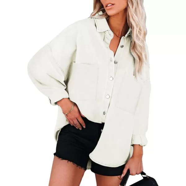 Happy Sailed Womens Leopard Contrast Denim Jackets Oversized Long Sleeve Button Down Jean Shacket Jacket S-2XL