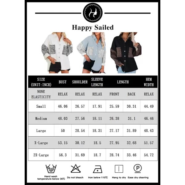 Happy Sailed Womens Leopard Contrast Denim Jackets Oversized Long Sleeve Button Down Jean Shacket Jacket S-2XL