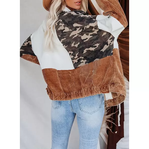 Happy Sailed Womens Leopard Contrast Denim Jackets Oversized Long Sleeve Button Down Jean Shacket Jacket S-2XL