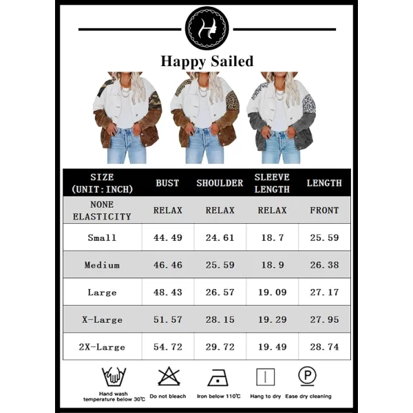Happy Sailed Womens Leopard Contrast Denim Jackets Oversized Long Sleeve Button Down Jean Shacket Jacket S-2XL
