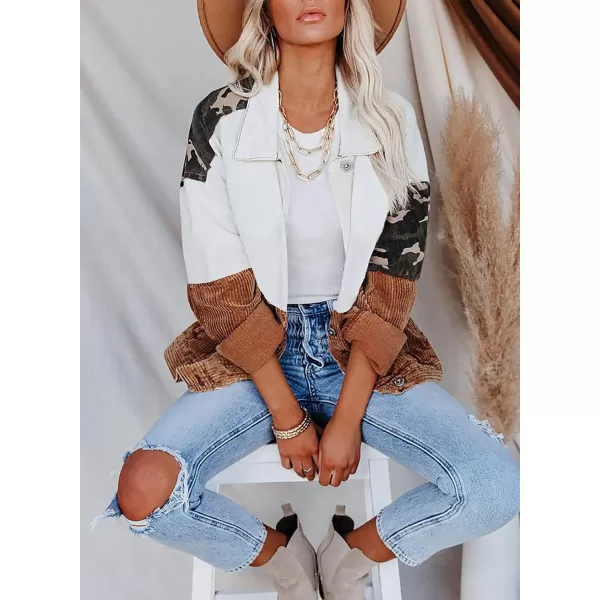 Happy Sailed Womens Leopard Contrast Denim Jackets Oversized Long Sleeve Button Down Jean Shacket Jacket S-2XL