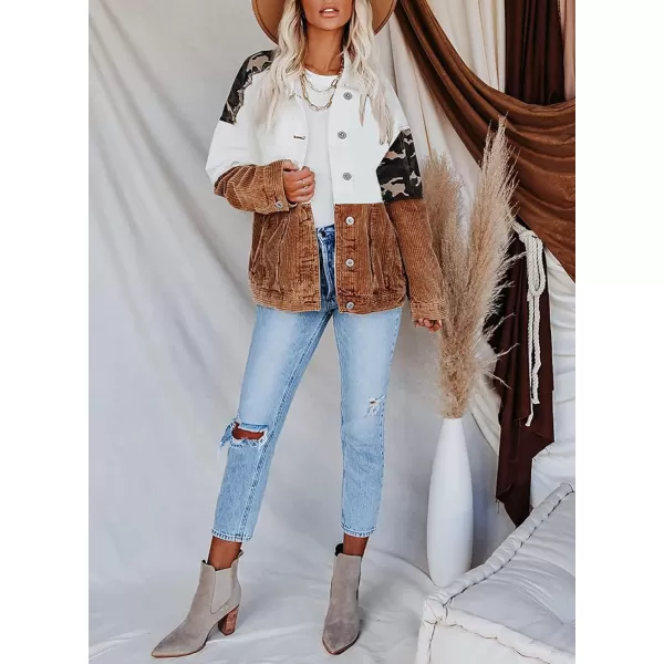 Happy Sailed Womens Leopard Contrast Denim Jackets Oversized Long Sleeve Button Down Jean Shacket Jacket S-2XL