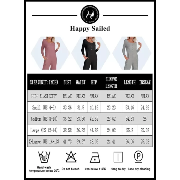 Happy Sailed Women's Long Sleeve Waffle Knit Jumpsuits Front Button Wide Leg Long Pants Romper Overalls with Pockets
